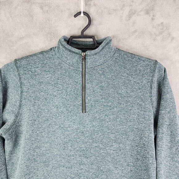 Mens Heathered Green Gap Pullover Sweater 1/4 Zip Long Sleeve Mock Neck Size L - Picture 4 of 11